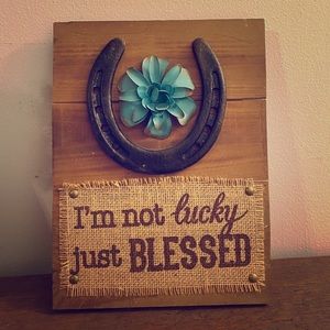 “Blessed” Horseshoe hanging sign